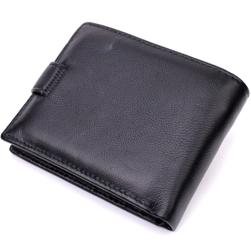 Горизонтальный мужской бумажник из натуральной кожи ST Leather Черный