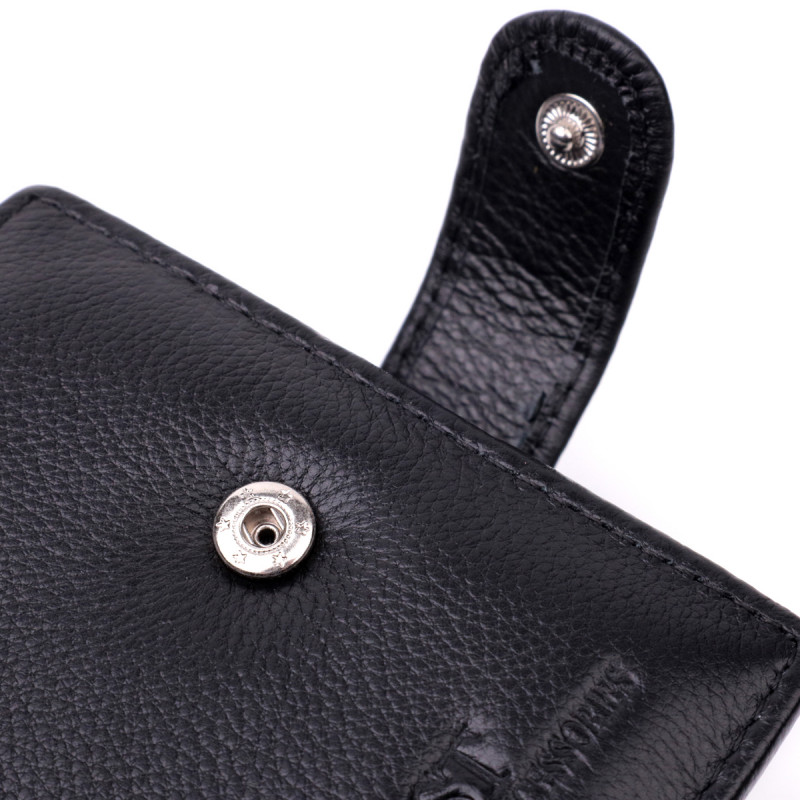 Горизонтальный мужской бумажник из натуральной кожи ST Leather Черный