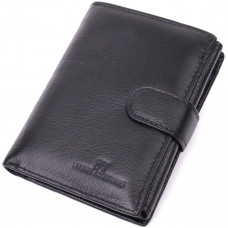 Солидный мужской бумажник вертикального формата из натуральной кожи ST Leather Черный