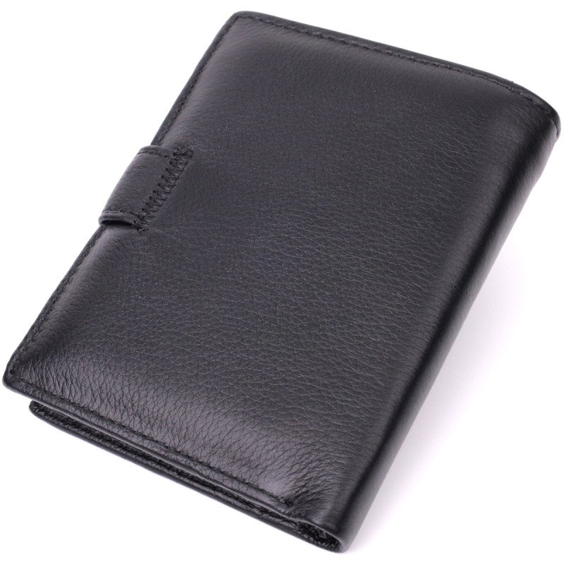 Солидный мужской бумажник вертикального формата из натуральной кожи ST Leather Черный