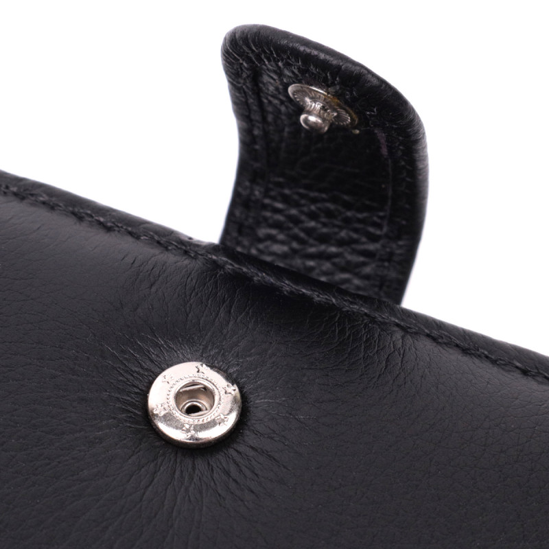 Солидный мужской бумажник вертикального формата из натуральной кожи ST Leather Черный