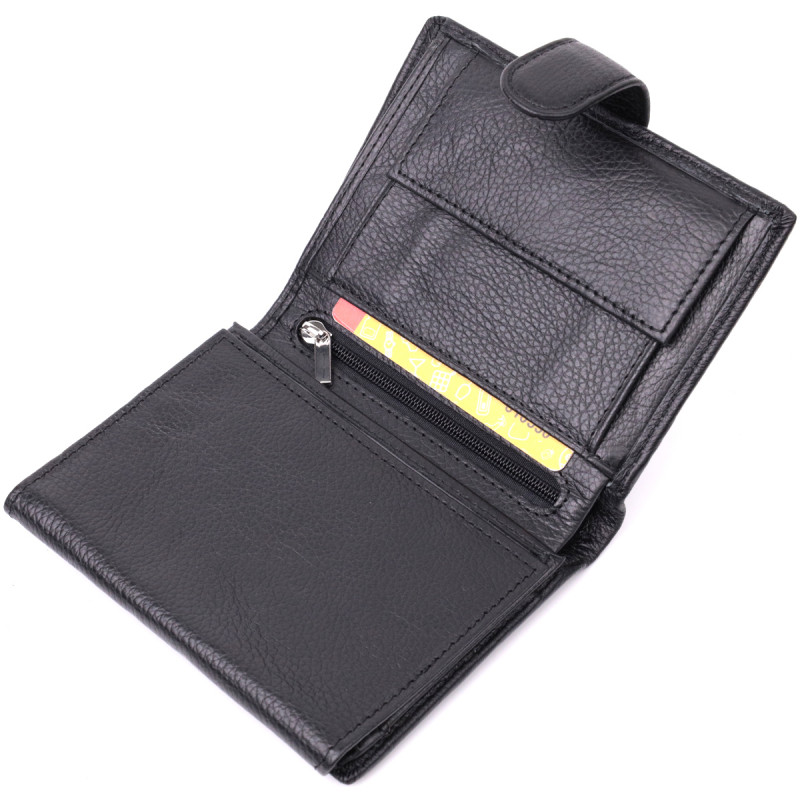 Солидный мужской бумажник вертикального формата из натуральной кожи ST Leather Черный