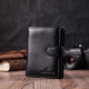 Солидный мужской бумажник вертикального формата из натуральной кожи ST Leather Черный