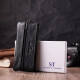 Вместительная кожаная ключница на молнии ST Leather Черный