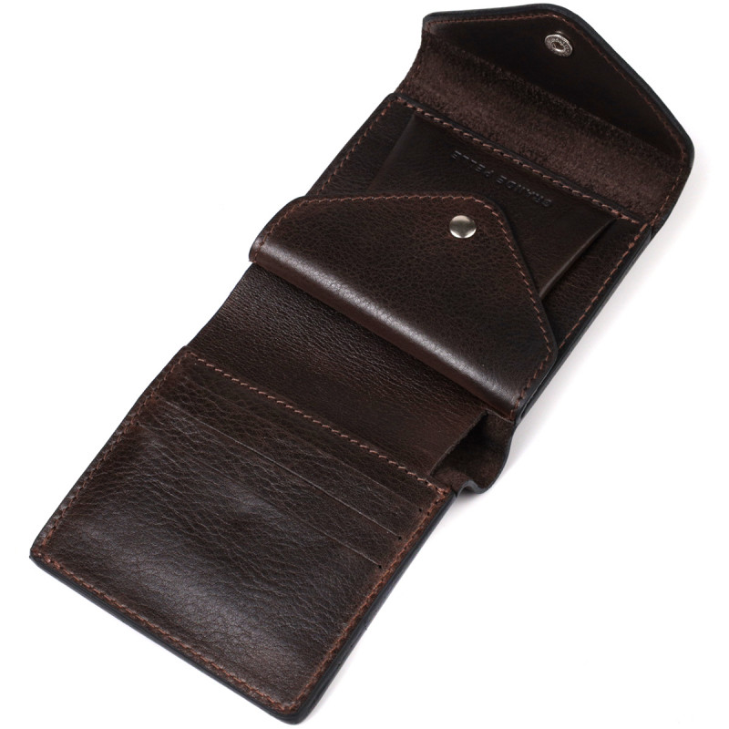 Мужской кошелек из глянцевой натуральной кожи GRANDE PELLE Коричневый