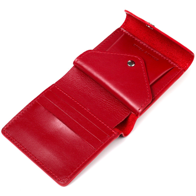 Яскравий жіночий гаманець із глянсової натуральної шкіри GRANDE PELLE Червоний