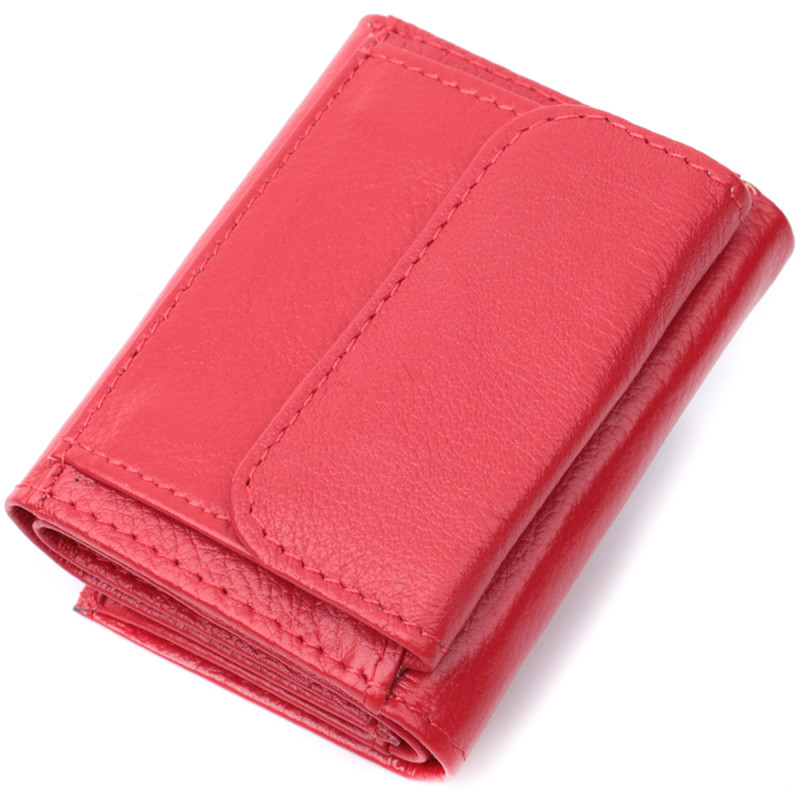 Маленький удобный кошелек с монетницей из натуральной кожи ST Leather Красный