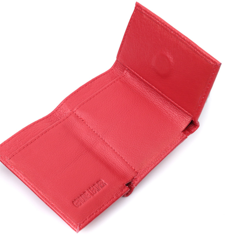 Маленький удобный кошелек с монетницей из натуральной кожи ST Leather Красный