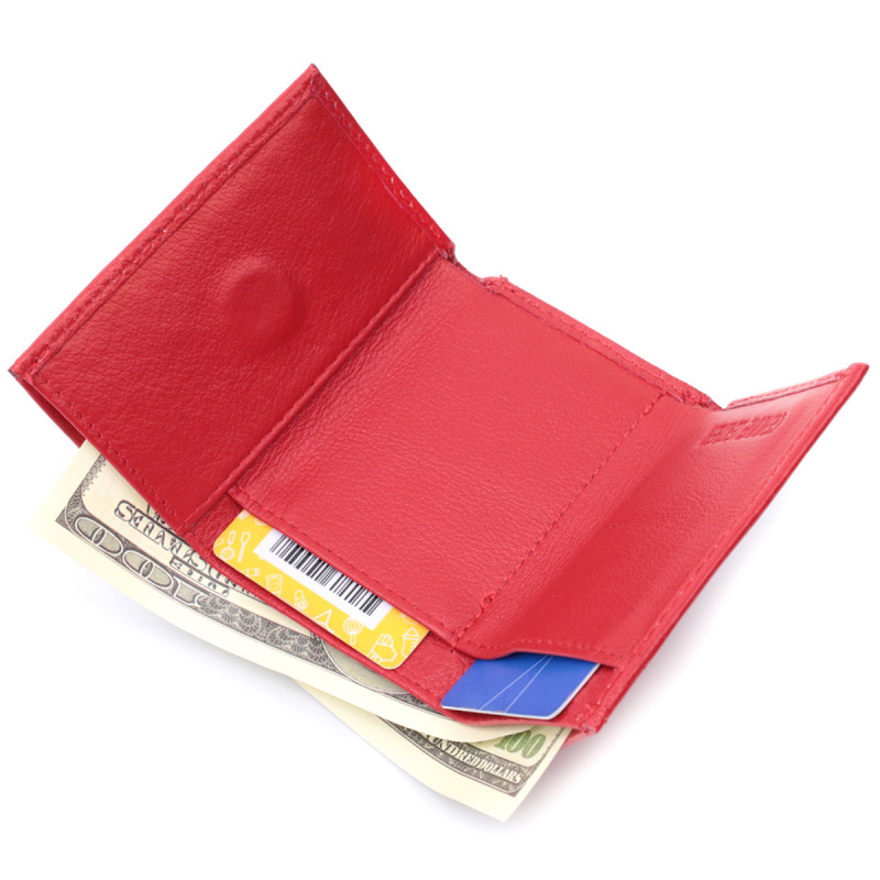 Маленький удобный кошелек с монетницей из натуральной кожи ST Leather Красный
