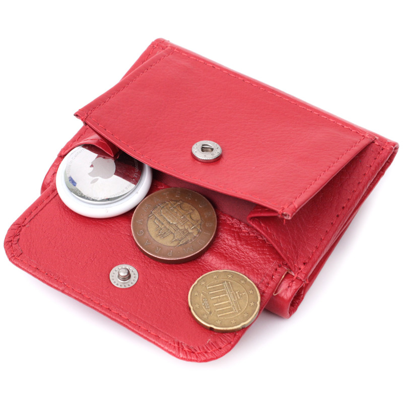 Маленький удобный кошелек с монетницей из натуральной кожи ST Leather Красный