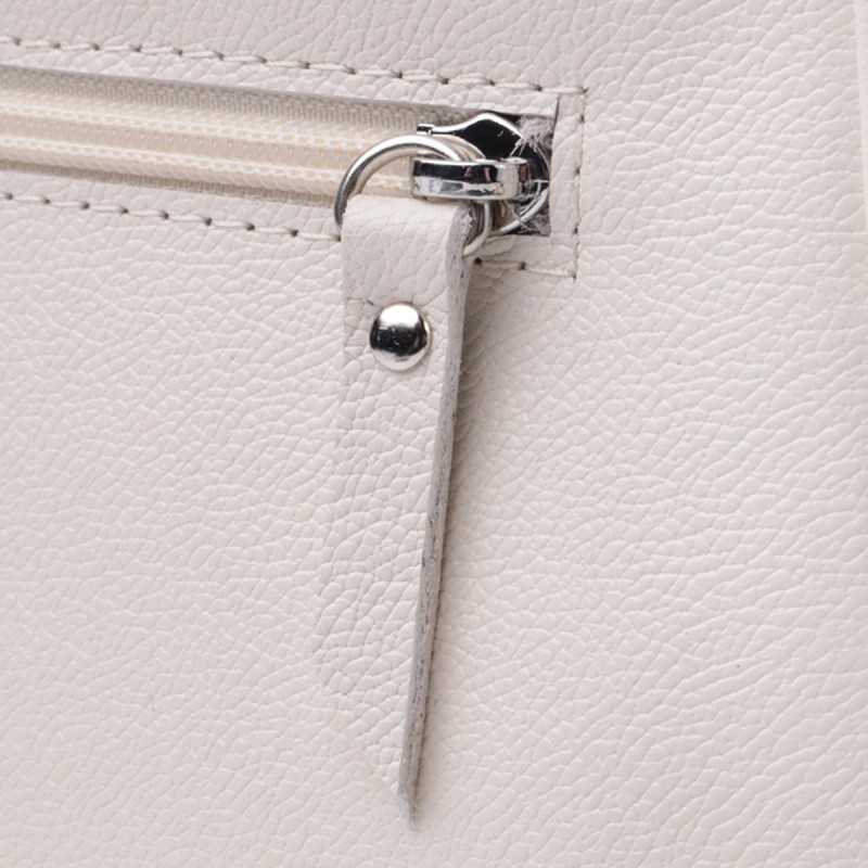 Сумка багет с цепочкой и съемным ремешком из натуральной кожи Shvigel Бежевая