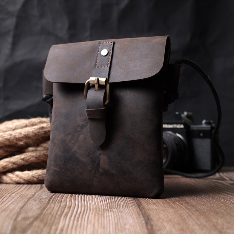 Винтажная сумка через плечо из натуральной кожи Vintage sale_ Коричневый