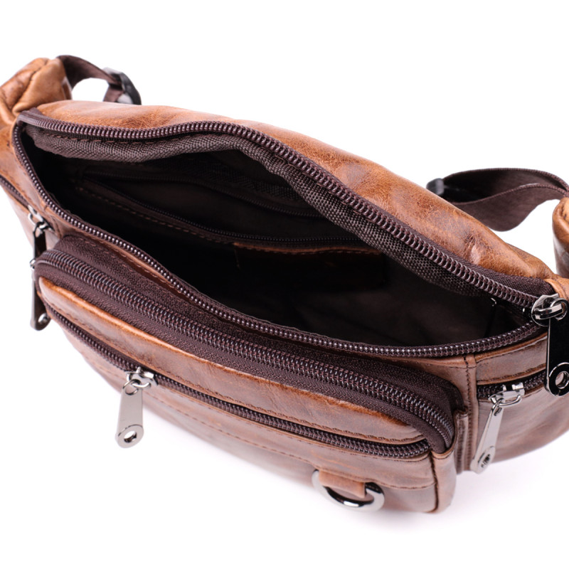 Бананка для мужчин в винтажном стиле из натуральной кожи Vintage sale_ Коричневый