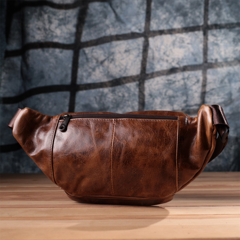 Бананка для мужчин в винтажном стиле из натуральной кожи Vintage sale_ Коричневый