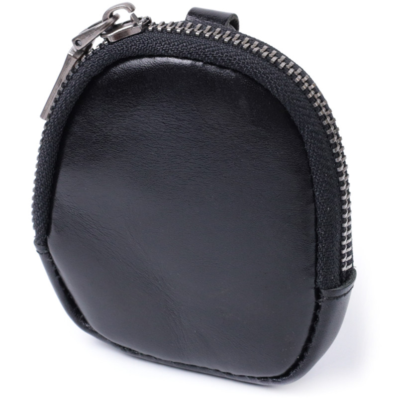 Кошелек для монет компактного размера из натуральной кожи Vintage sale_ Черный