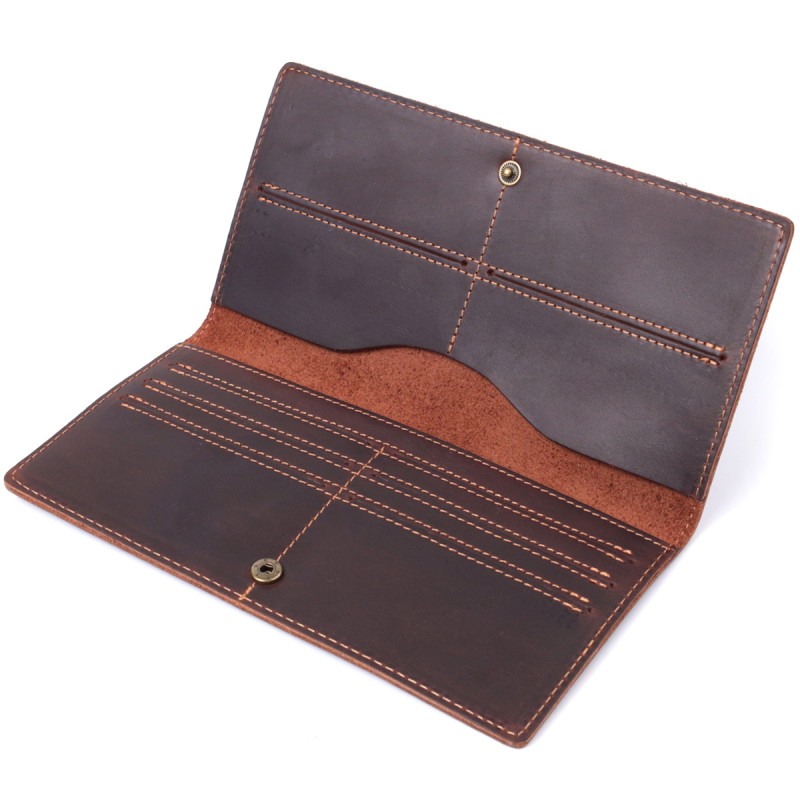 Вертикальный бумажник унисекс из натуральной кожи Vintage sale_ Коричневый