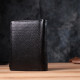 Вертикальный мужской кожаный кошелек в два сложения Vintage sale_ Черный