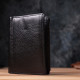 Вертикальный мужской кожаный кошелек в два сложения Vintage sale_ Черный