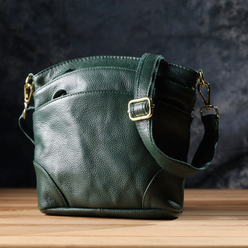 Компактна жіноча сумка з натуральної шкіри sale_ Vintage Зелений