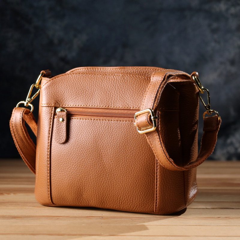 Практичная женская сумка на три отделения из натуральной кожи sale_ Vintage Рыжий