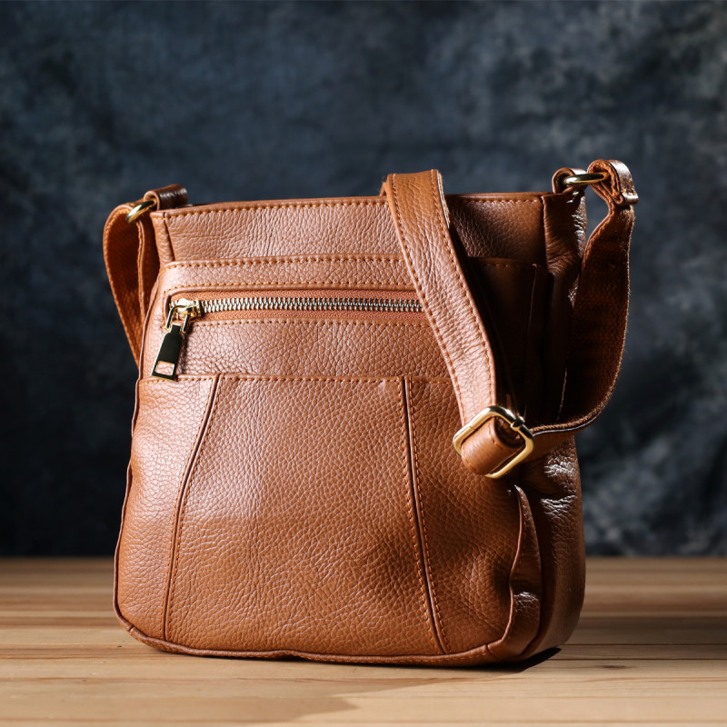 Удобная вертикальная женская сумка из натуральной кожи sale_ Vintage Рыжий