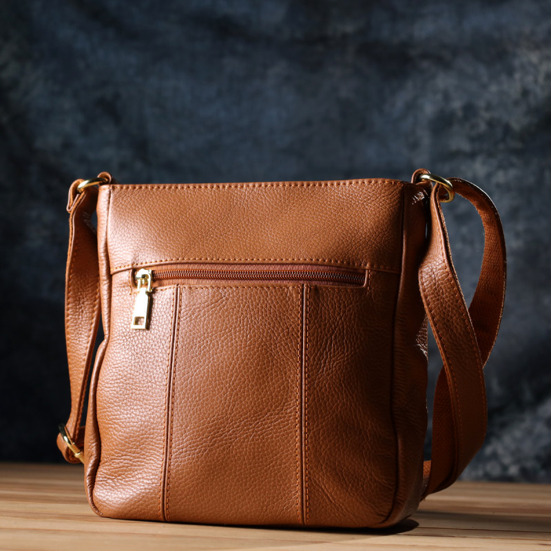 Удобная вертикальная женская сумка из натуральной кожи sale_ Vintage Рыжий