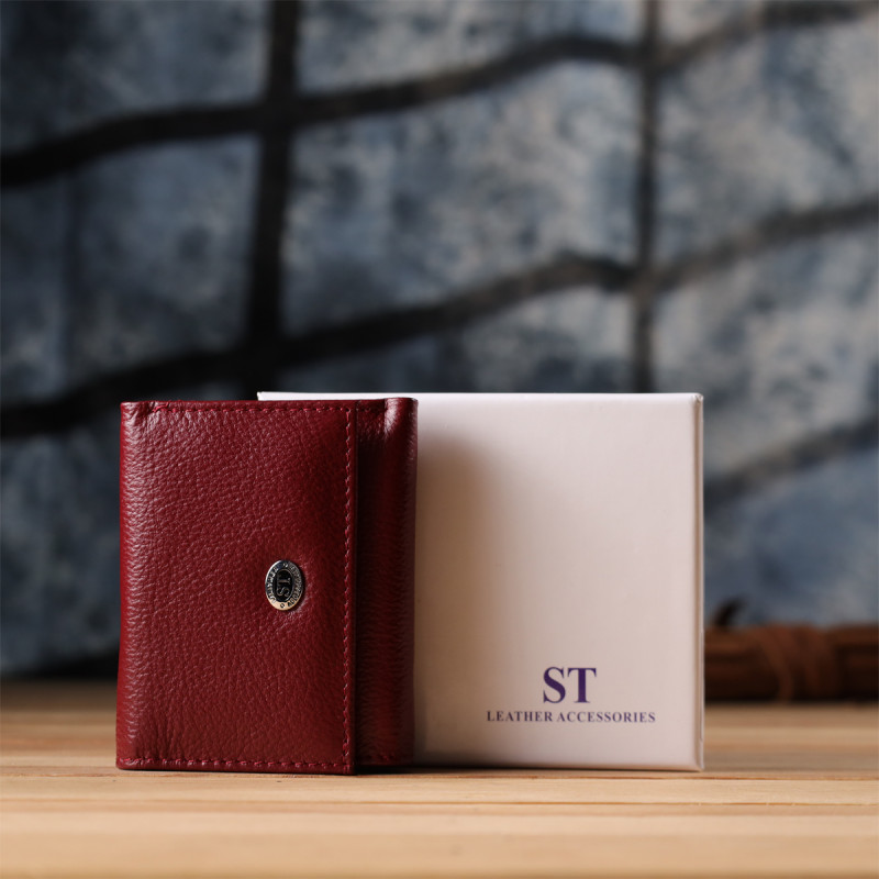 Миниатюрный женский кошелек из натуральной кожи ST Leather Бордовый