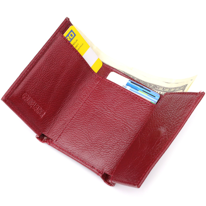 Миниатюрный женский кошелек из натуральной кожи ST Leather Бордовый