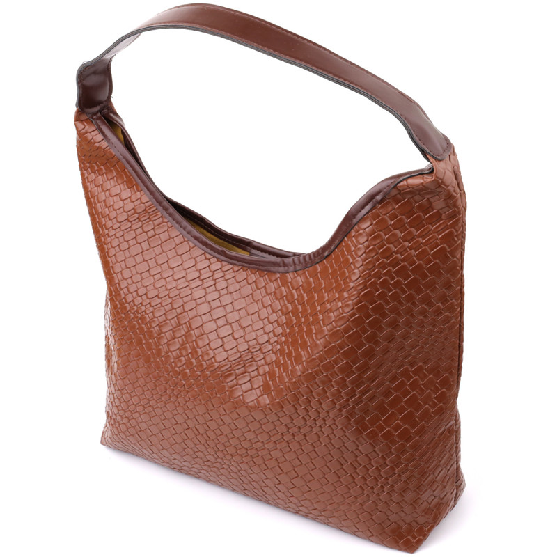 Женская сумка из переплетенной экокожи Vintage sale_ Коричневый