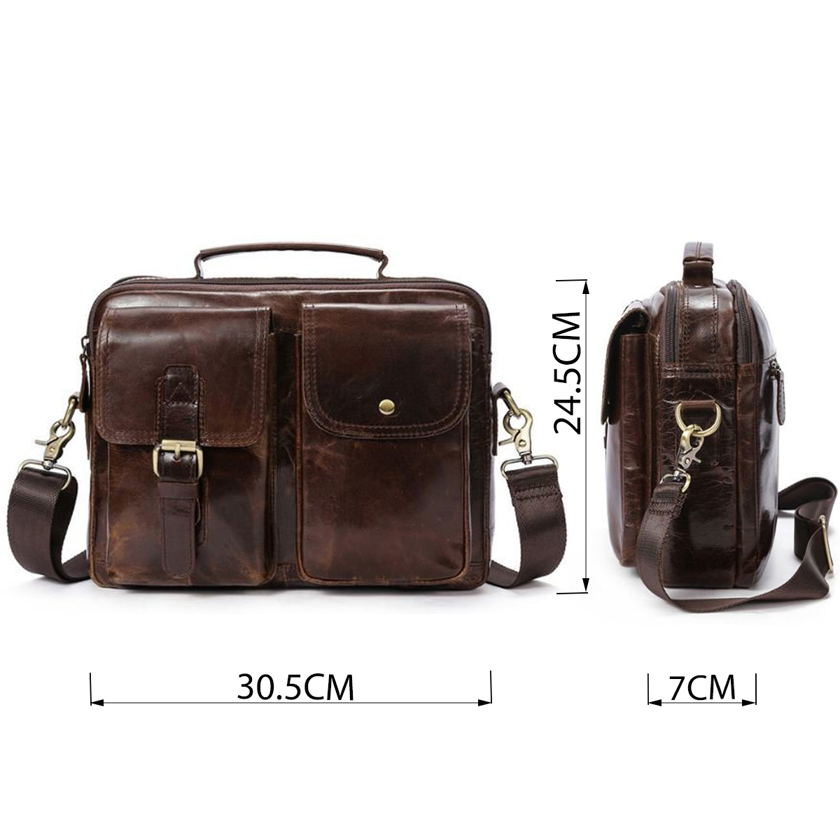 Ділова сумка на плече шкіряна Vintage Коричнева