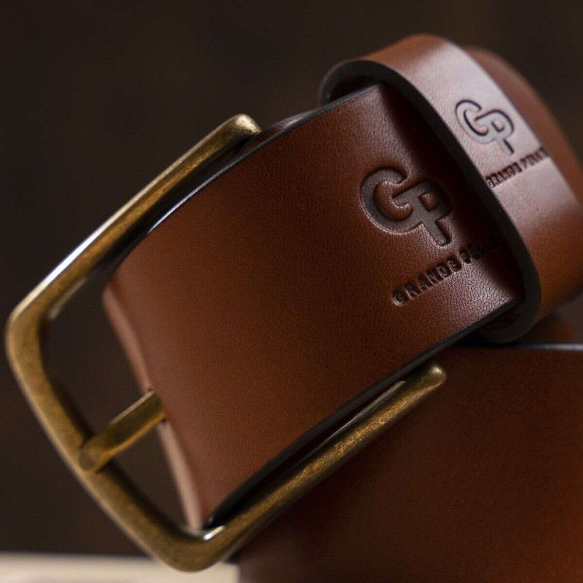 Ремінь чоловічий Grande Pelle Коричневий