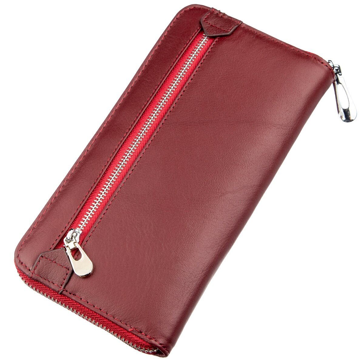 Універсальний жіночий клатч на блискавки ST Leather Червоний