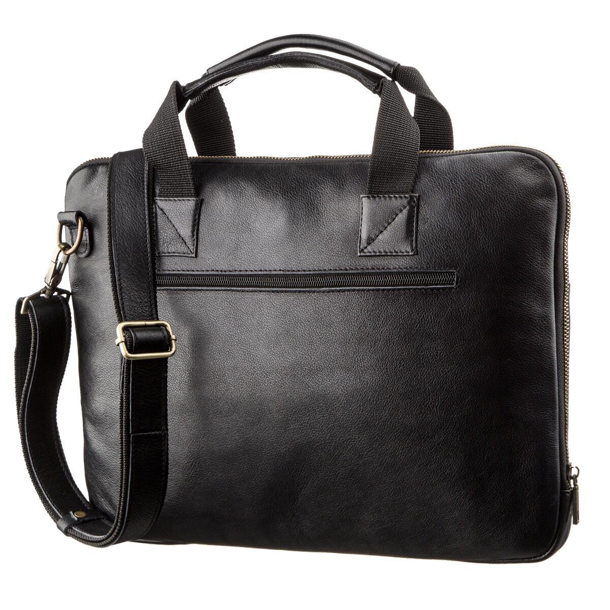 Чоловіча шкіряна тонка сумка для ноутбука SHVIGEL Чорна