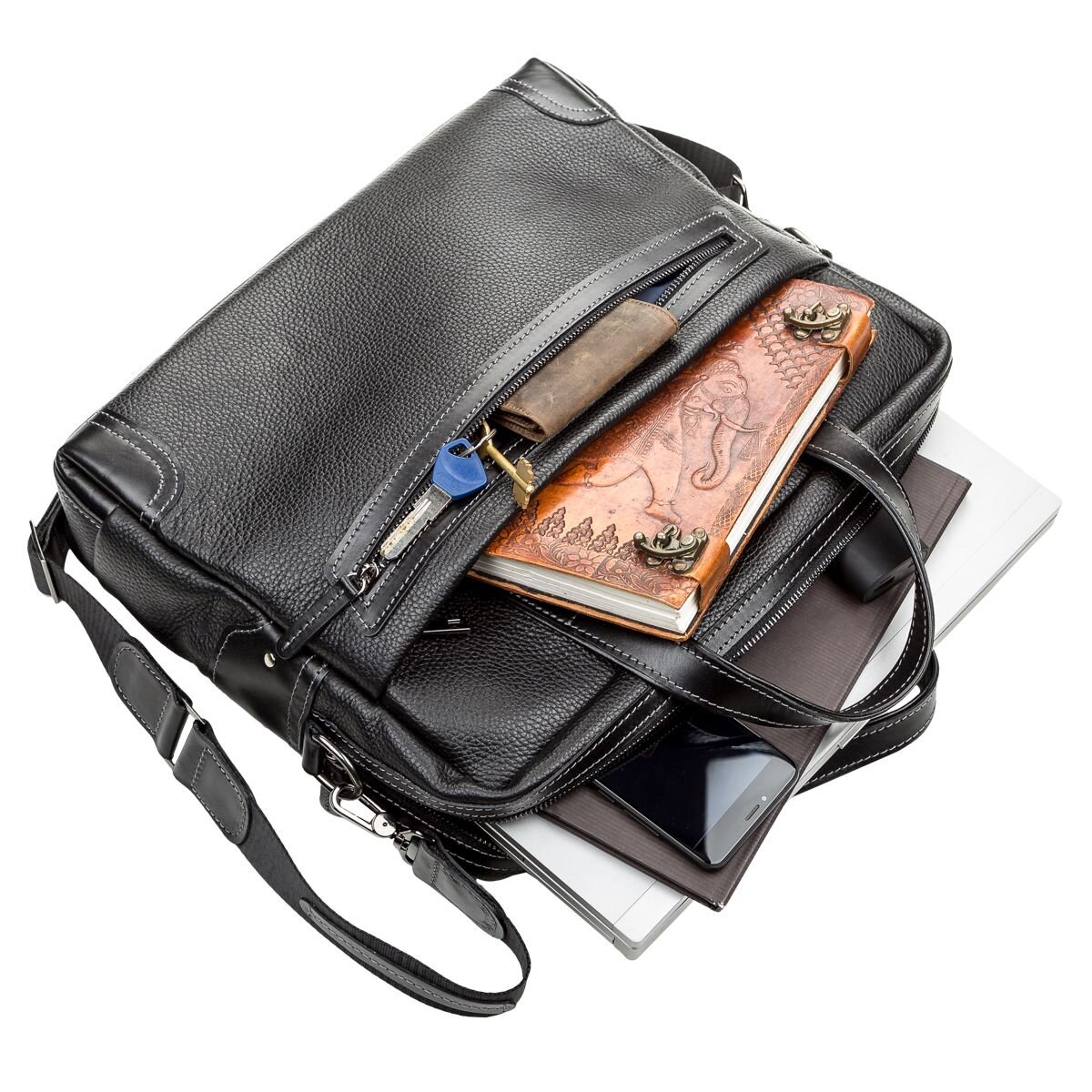 Сумка для ноутбука SHVIGEL шкіряна Чорна