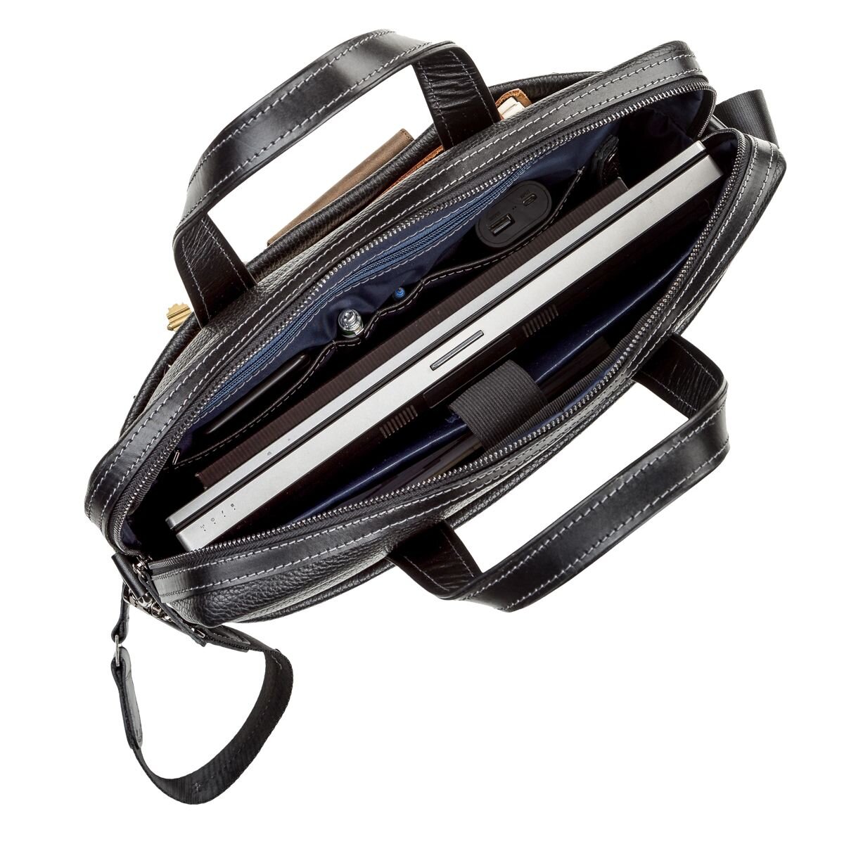 Сумка для ноутбука SHVIGEL шкіряна Чорна