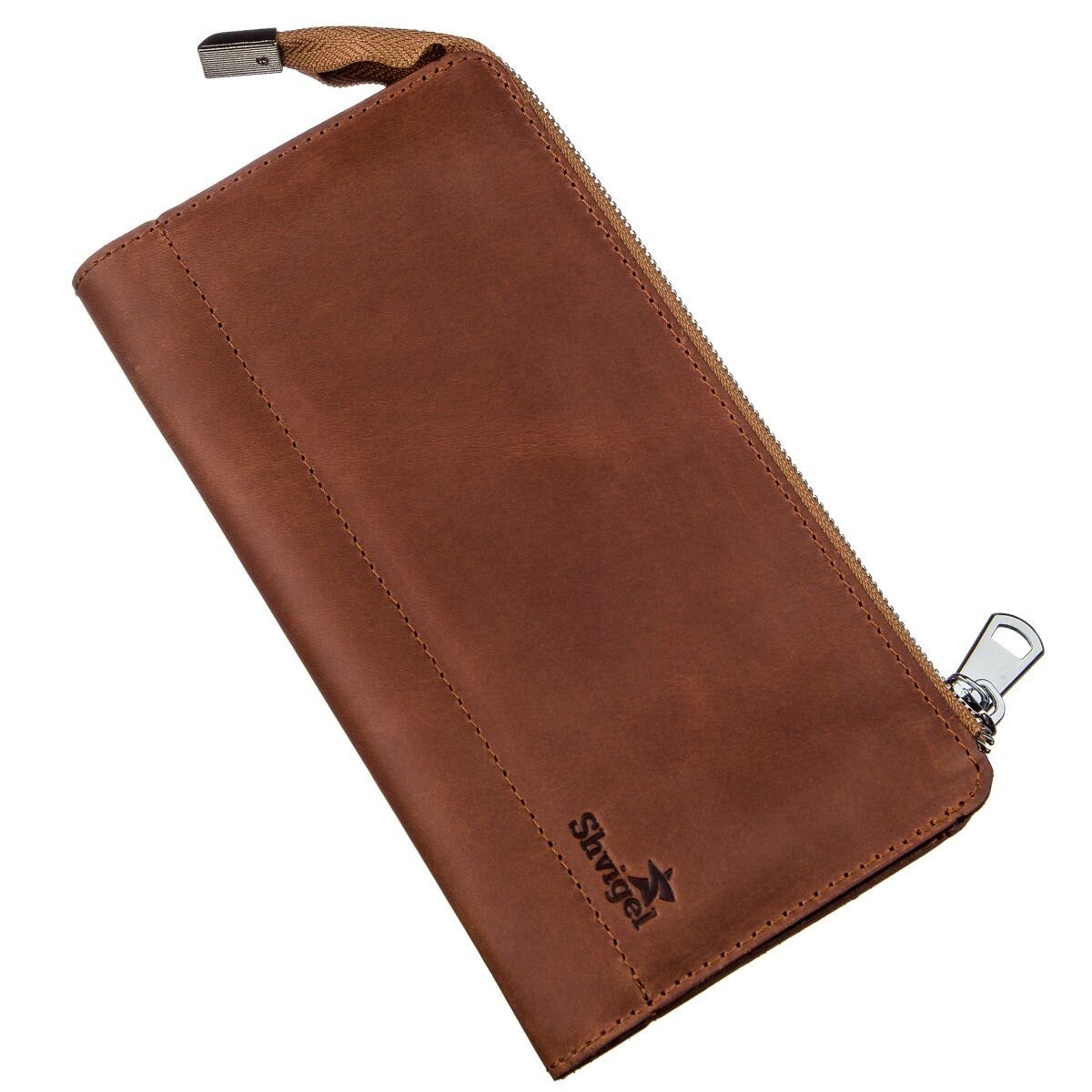 Клатч унисекс кожаный винтаж SHVIGEL Рыжий