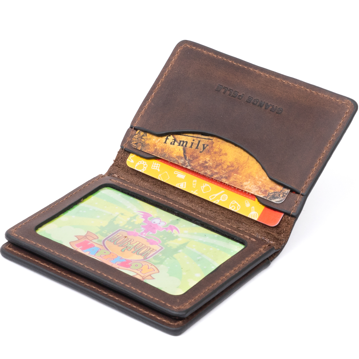 Візитниця з обкладинкою для ID-паспорта з натуральної шкіри GRANDE PELLE Коричнева