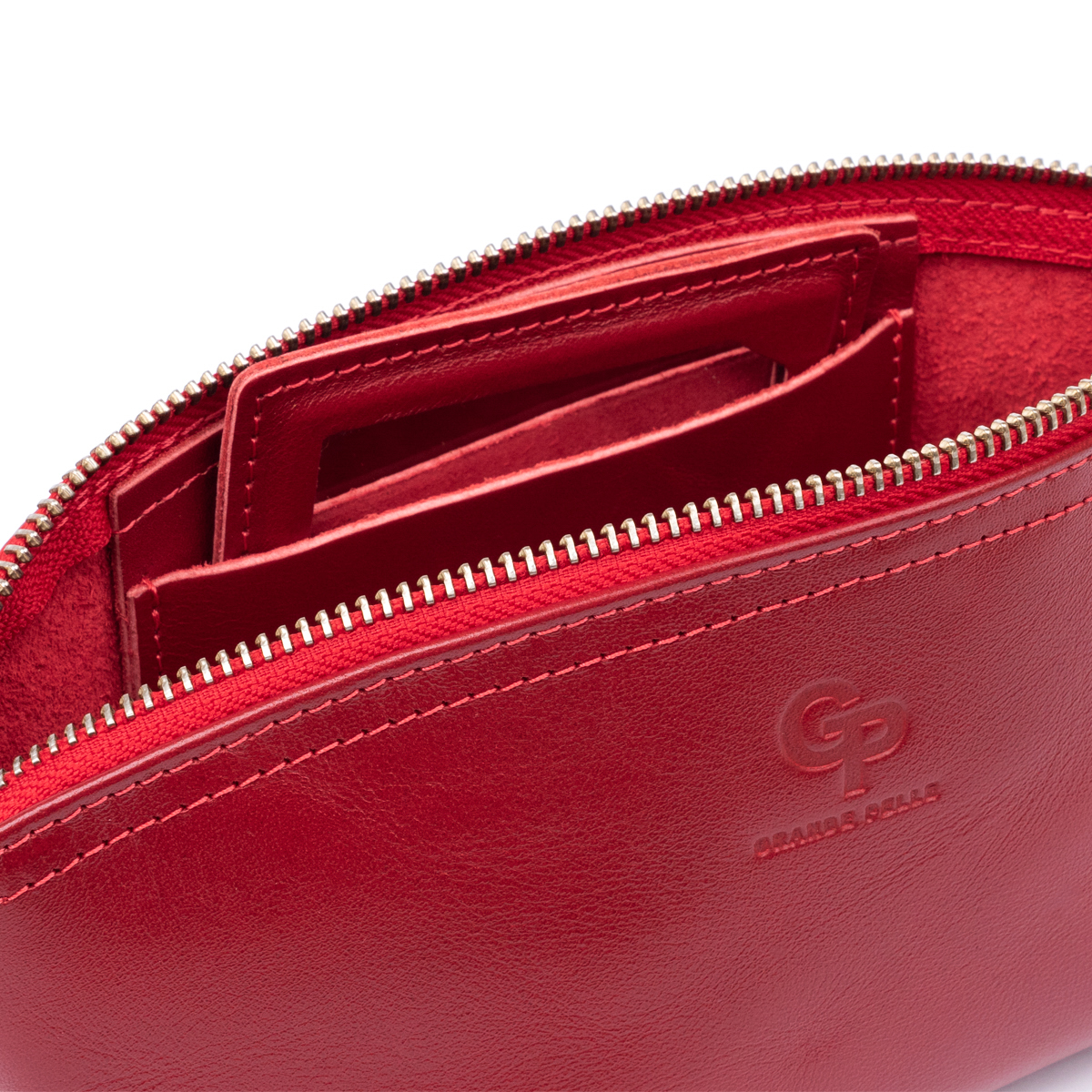 Жіноча косметичка зі шкіри Amelin GRANDE PELLE Червона