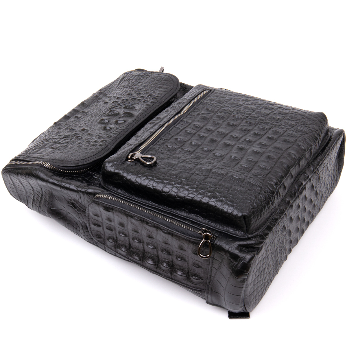 Рюкзак под рептилию кожаный Vintage Черный