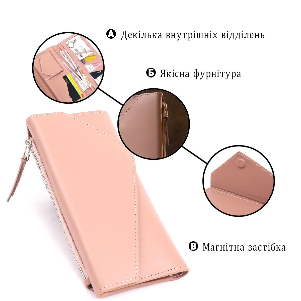Женский кошелек GRANDE PELLE Розовый