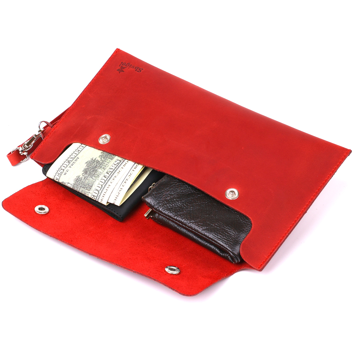 Жіноча вінтажна шкіряна тревел-косметичка Shvigel Червоний