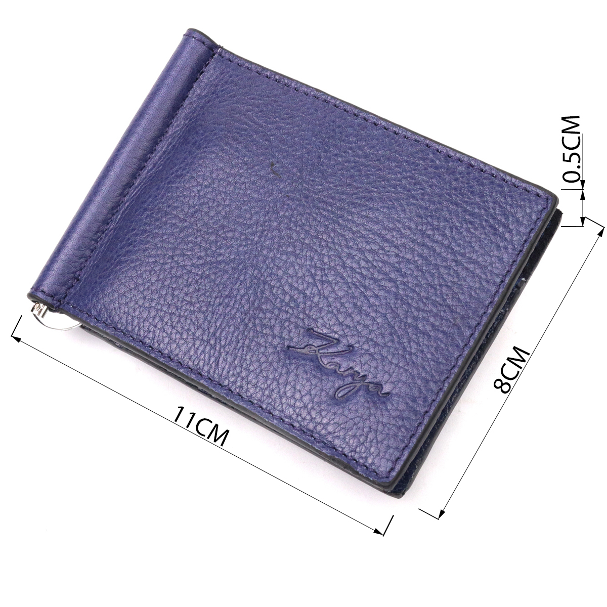 Відмінний чоловічий затискач із зернистої шкіри KARYA Синій