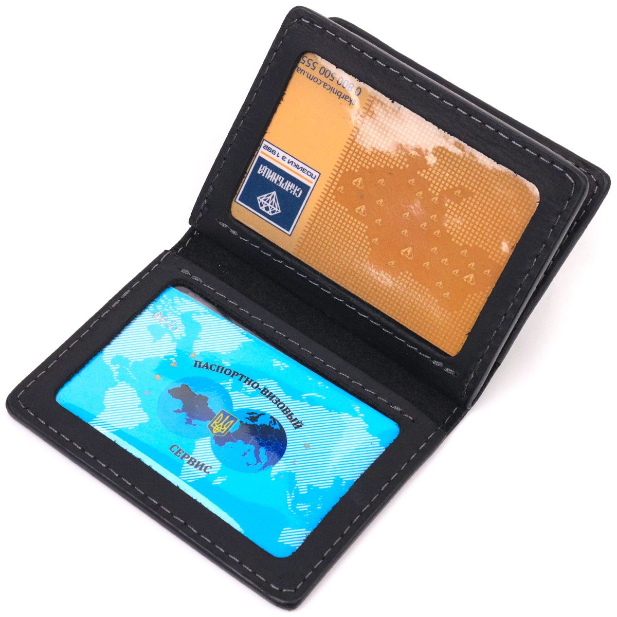 Відмінна обкладинка на автодокументи у вінтажній шкірі Серце GRANDE PELLE Чорна