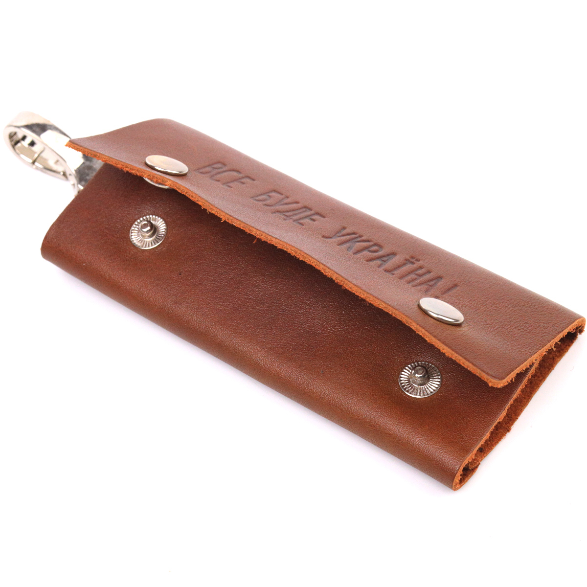 Добротная ключница в глянцевой коже Украина GRANDE PELLE Светло-коричневая