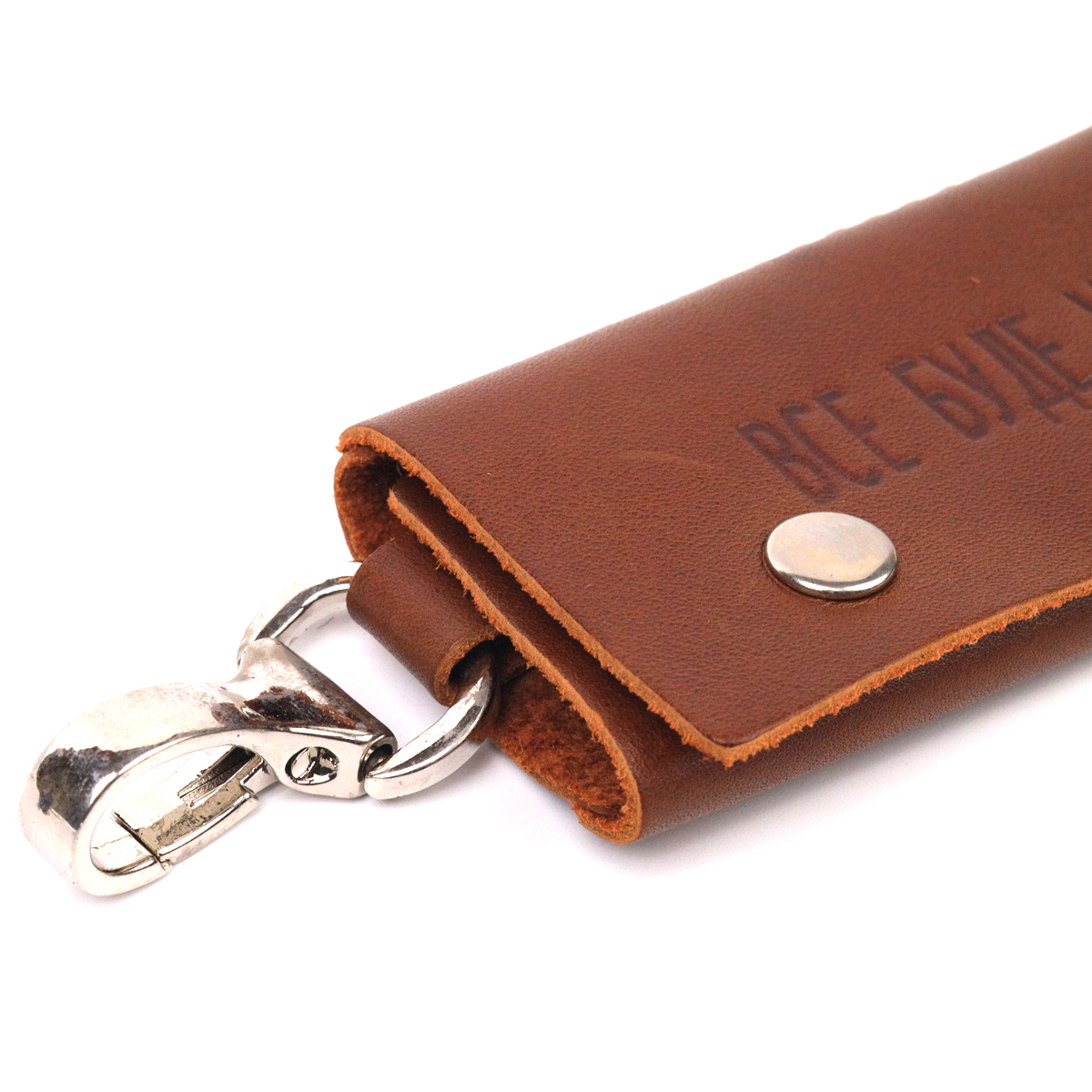 Добротная ключница в глянцевой коже Украина GRANDE PELLE Светло-коричневая