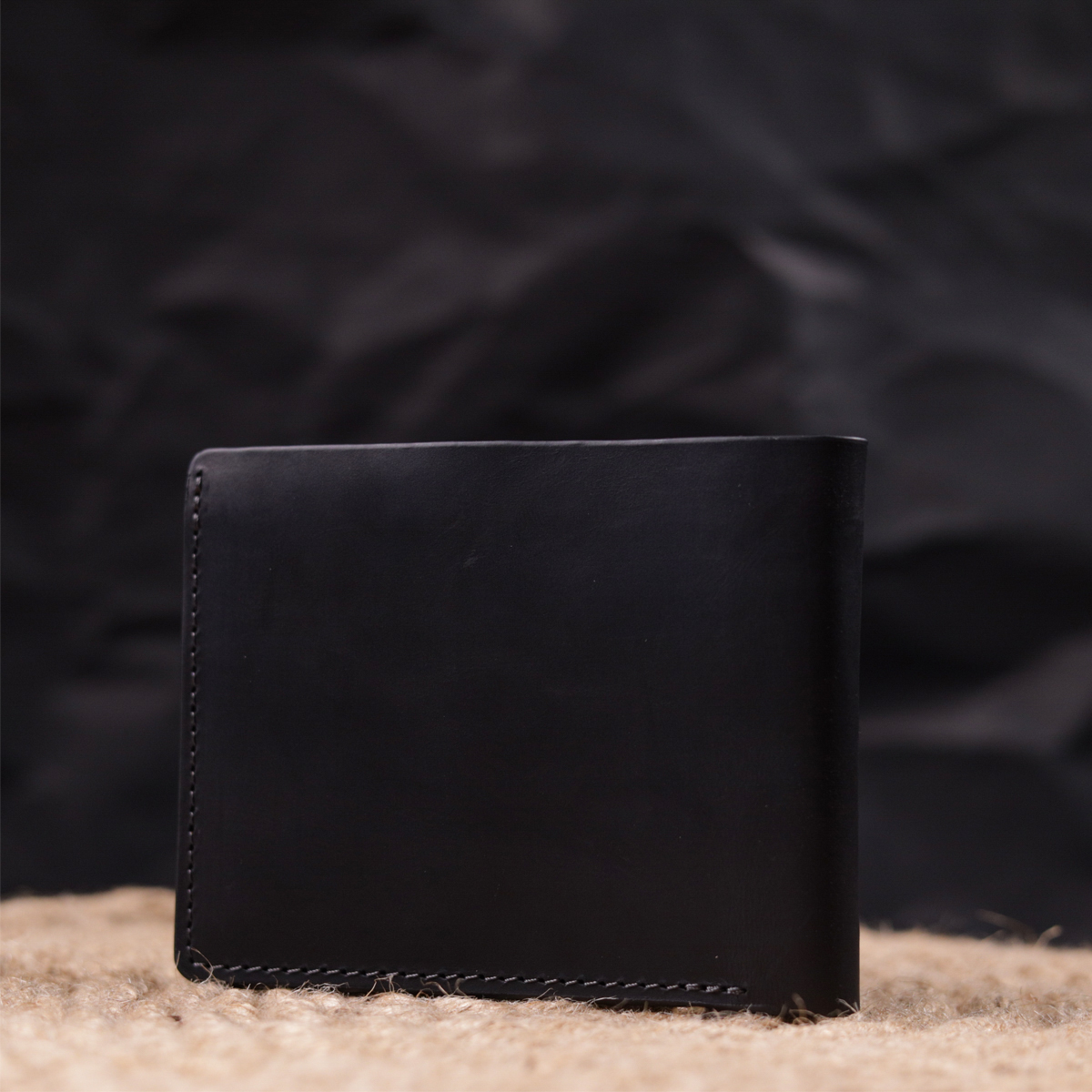 Відмінний шкіряний гаманець без застібки Слава ЗСУ GRANDE PELLE Чорний