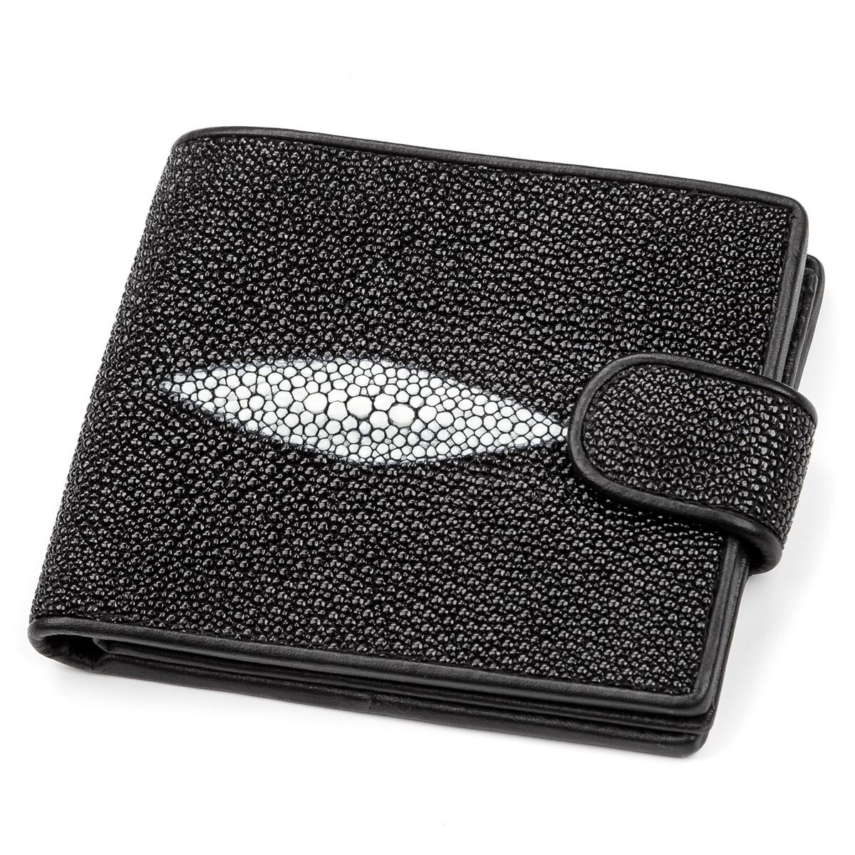 Портмоне мужское STINGRAY LEATHER из натуральной кожи морского ската Черное