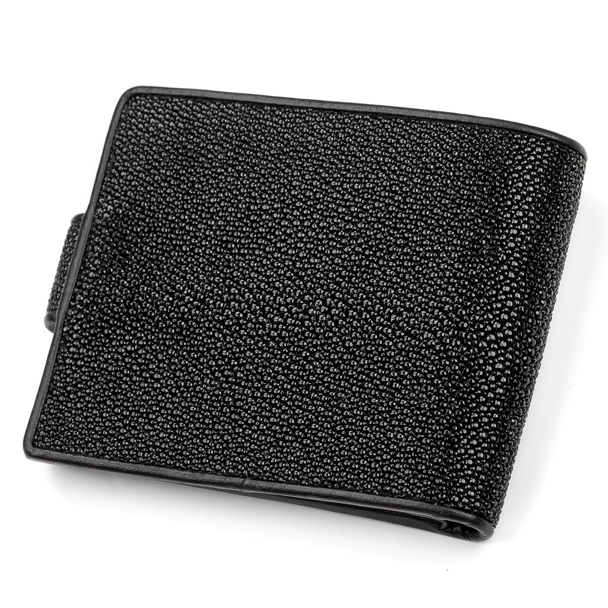 Портмоне мужское STINGRAY LEATHER из натуральной кожи морского ската Черное