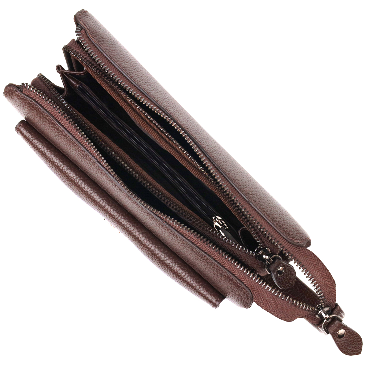 Красивий чоловічий клатч із натуральної зернистої шкіри CANPELLINI Коричневий