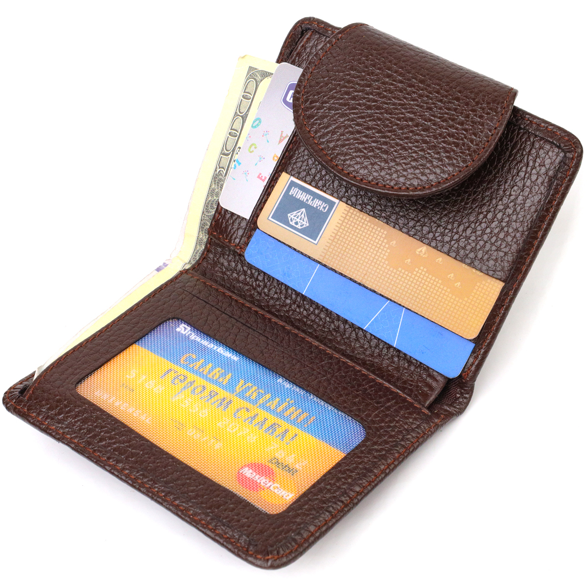 Практичне жіноче портмоне середнього розміру з натуральної шкіри CANPELLINI Коричневе